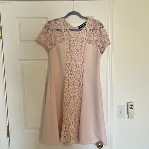Light pink Karl Lagerfeld Dress with Floral Lace Pattern, size 8.